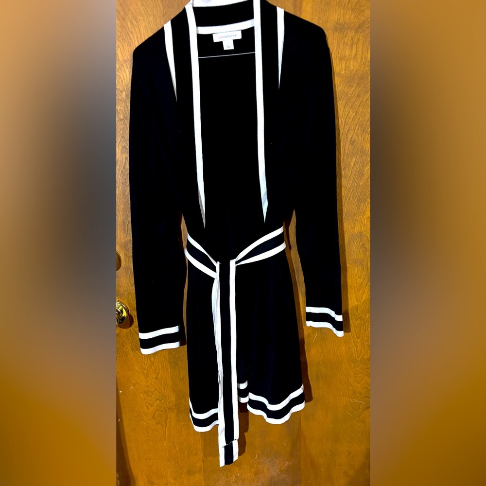 Liz Claiborne Black and White Knit Cardigan Set